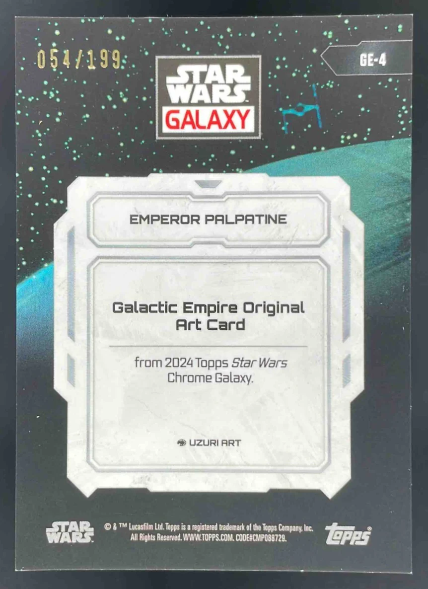 2024 Topps Chrome Star Wars Galaxy Galactic Empire Aqua Emperor Palpatine /199 - Image 2