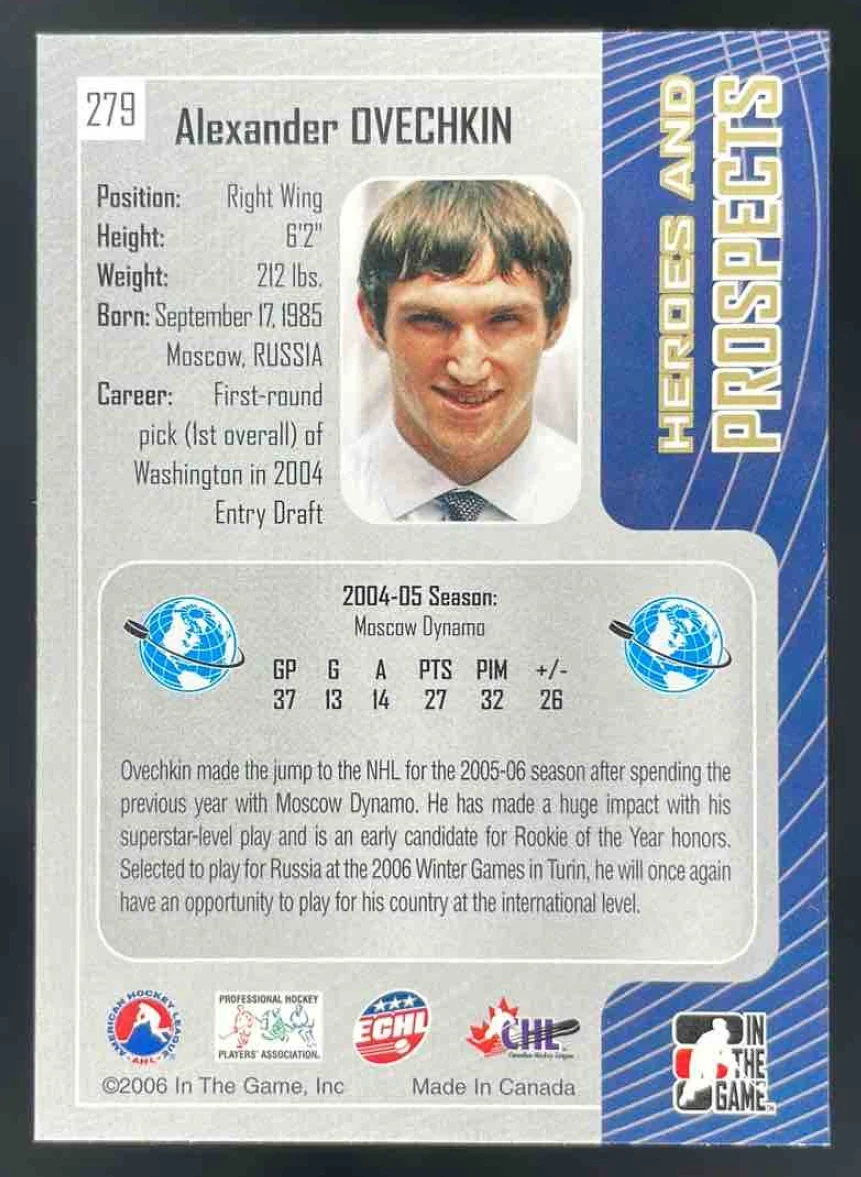 2005-06 In The Game Heroes & Prospects #279 Alexander Ovechkin - Image 2