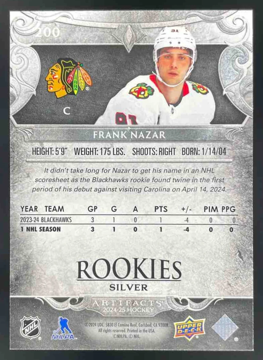 2024-25 Upper Deck Artifacts Silver #200 Frank Nazar RC - Image 2