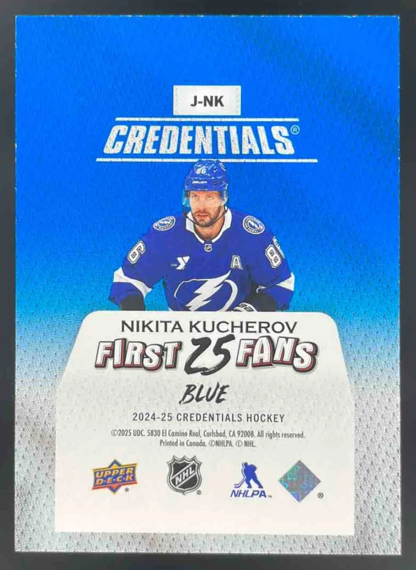 2024-25 Upper Deck Credentials Arena Giveaways Jerseys Blue Back Nikita Kucherov - Image 2