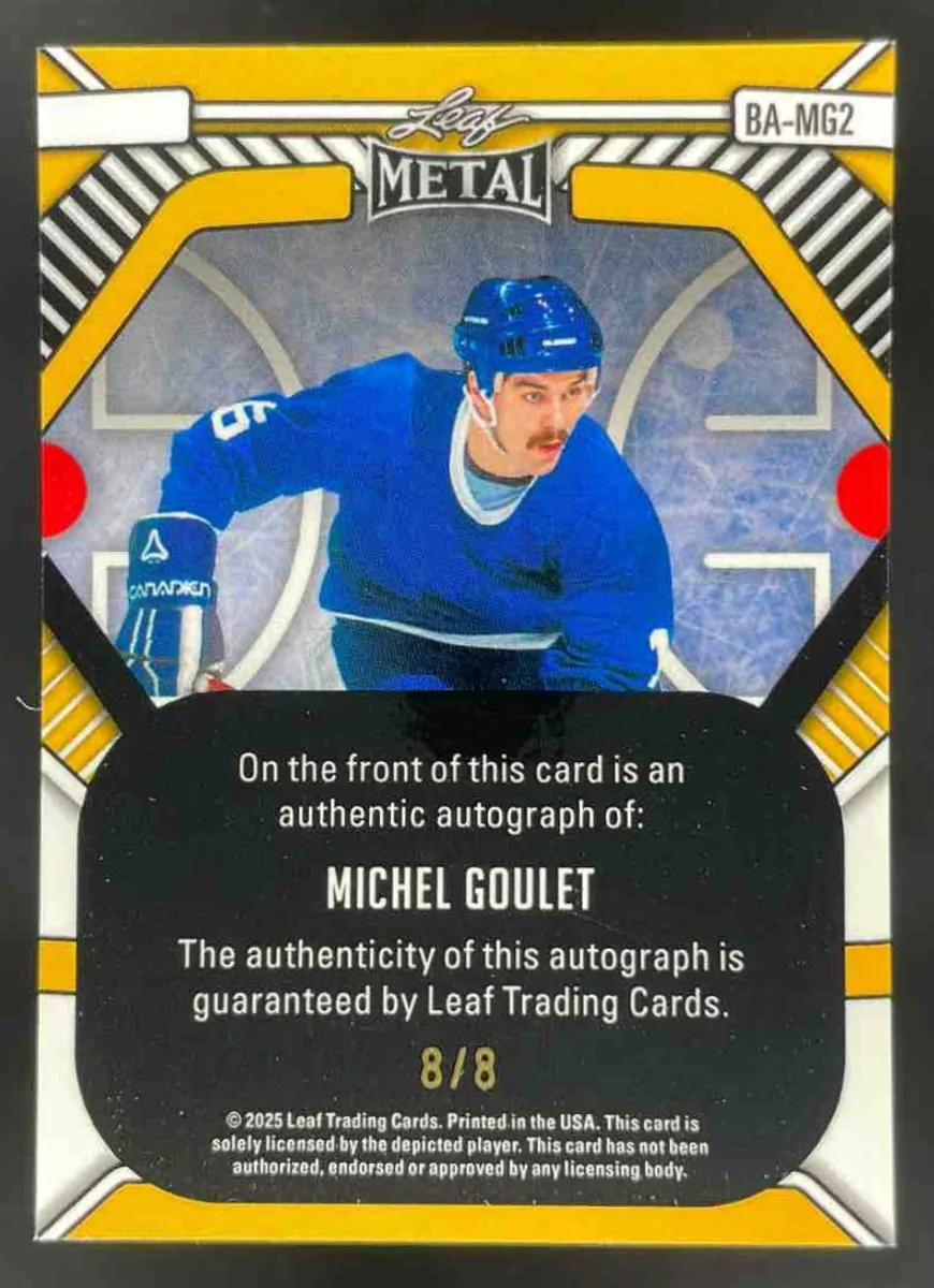 2025 Leaf Metal Legends Shimmer Blue #BA-MG2 Michel Goulet Autograph Auto /8 - Image 2