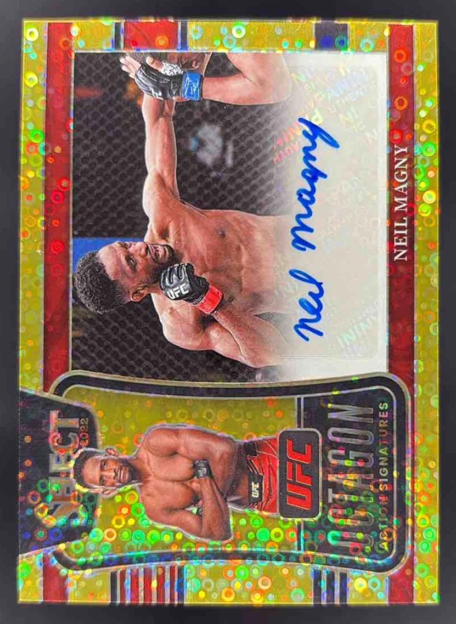 2022 Select UFC Octagon Action Gold Disco Prizms #OA-NMG Neil Magny Auto /10