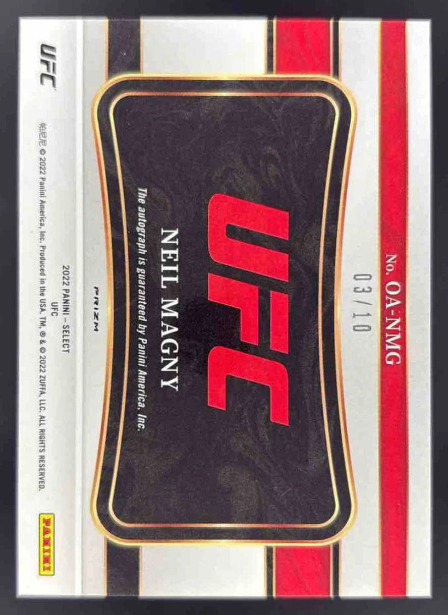 2022 Select UFC Octagon Action Gold Disco Prizms #OA-NMG Neil Magny Auto /10 - Image 2