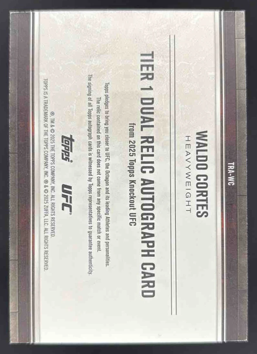 2025 Topps UFC Knockout Tier One Dual Relic  #TRA-WC Waldo Cortes Auto /199 - Image 2