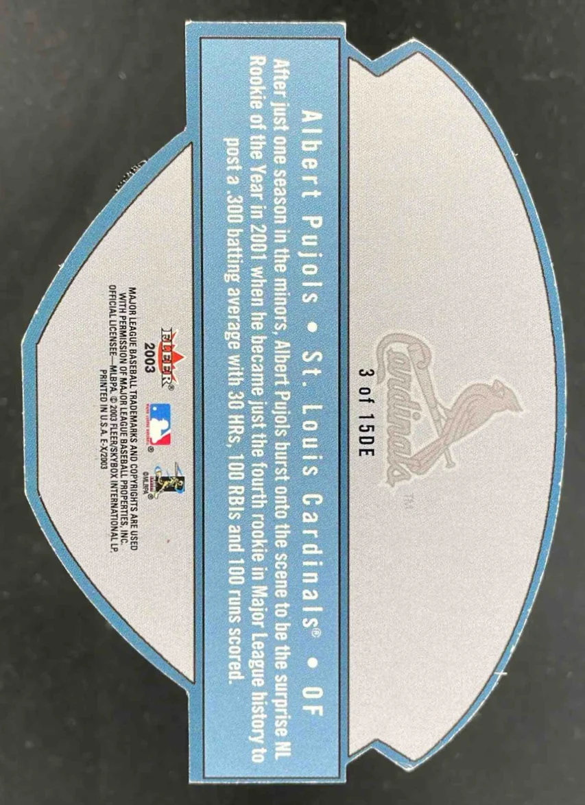2003 Fleer E-X Diamond Essentials #3DE Albert Pujols - Image 2