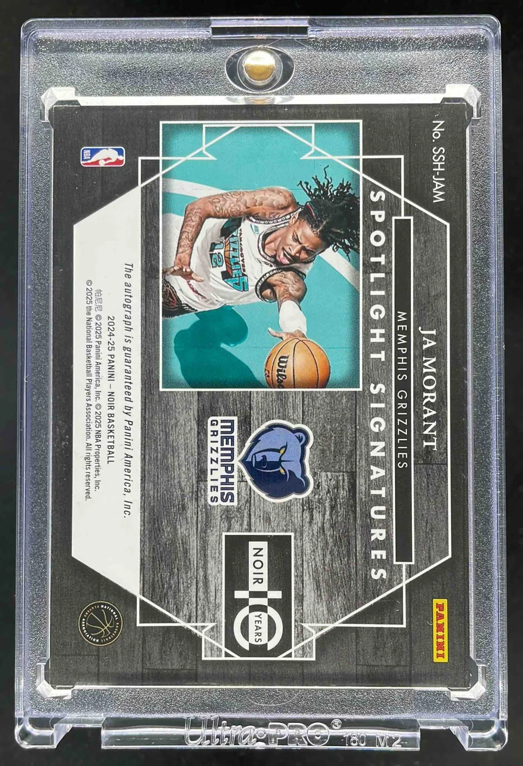 2024 Panini Noir Spotlight Signatures Horizontal #7 Ja Morant Auto /99 - Image 2
