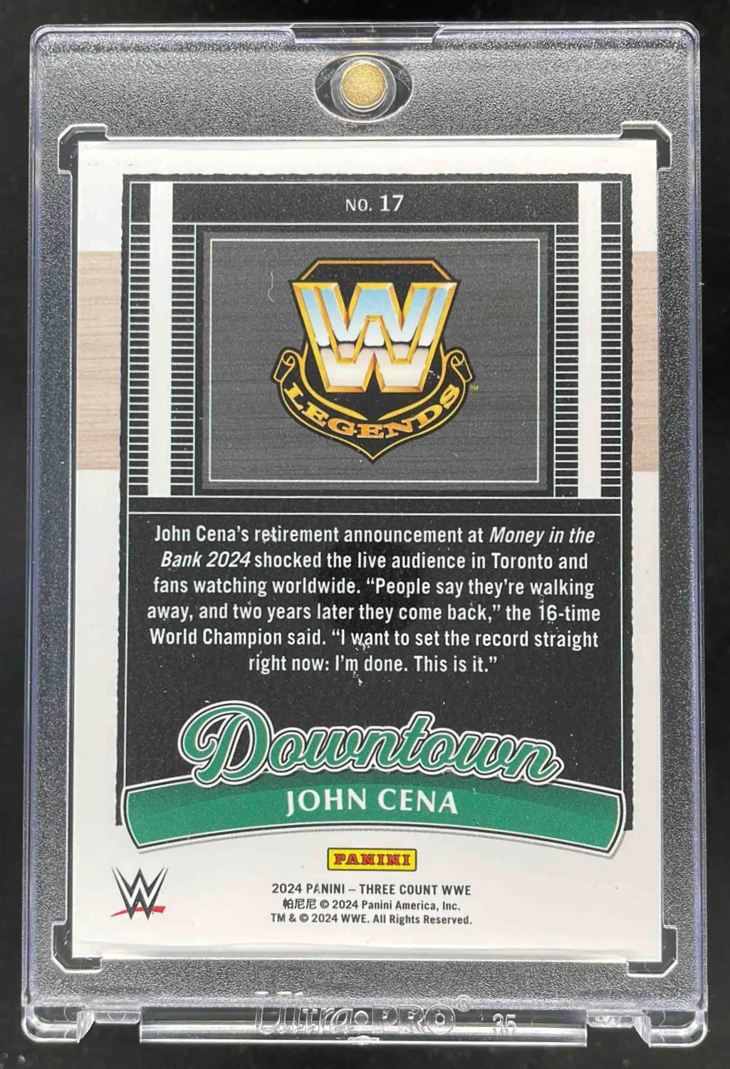 2024 Panini Three Count WWE Downtown SSP #17 John Cena - Image 2