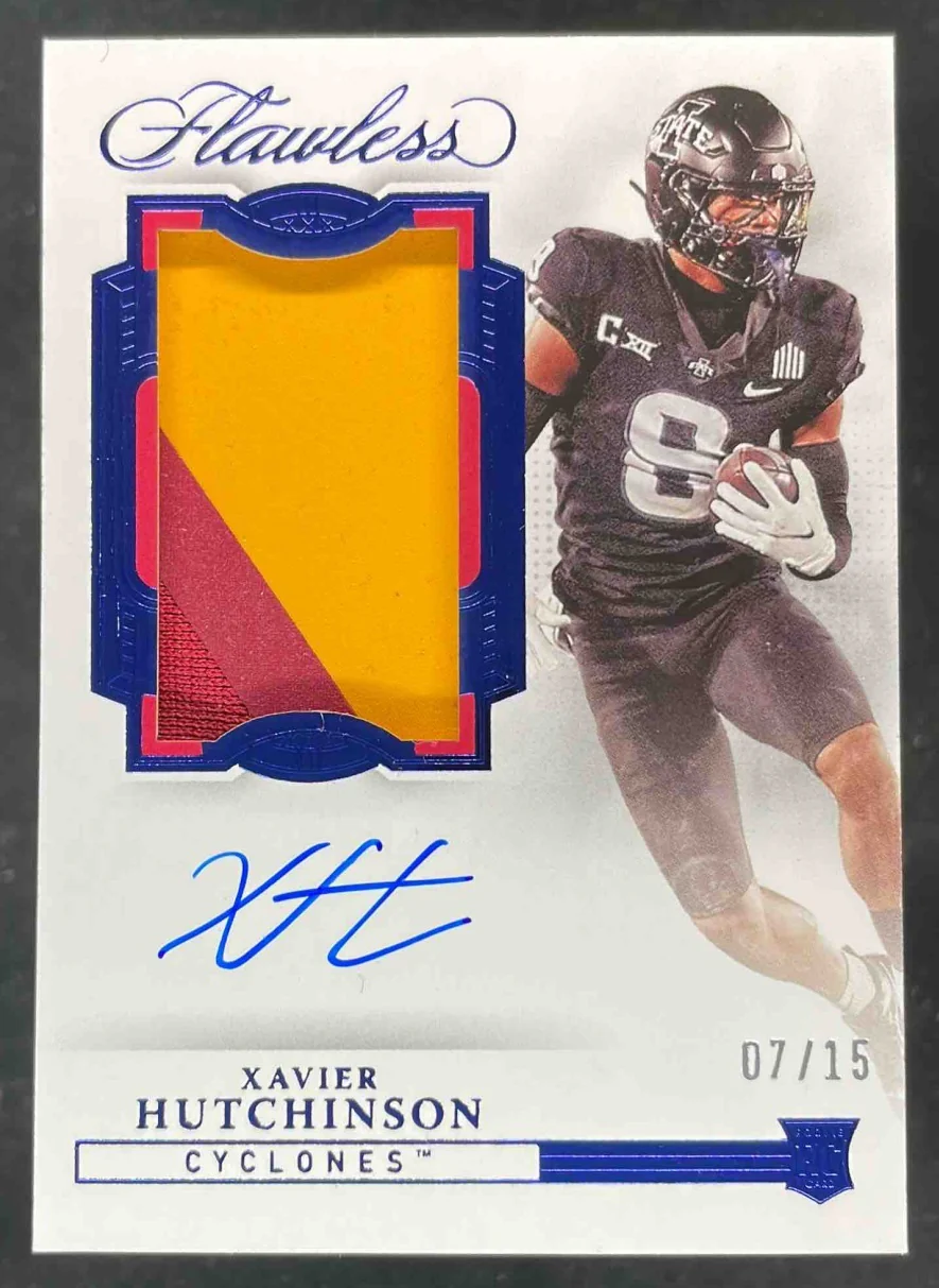2023 Flawless Collegiate Patch Auto Vertical Sapphire Xavier Hutchinson RC /15