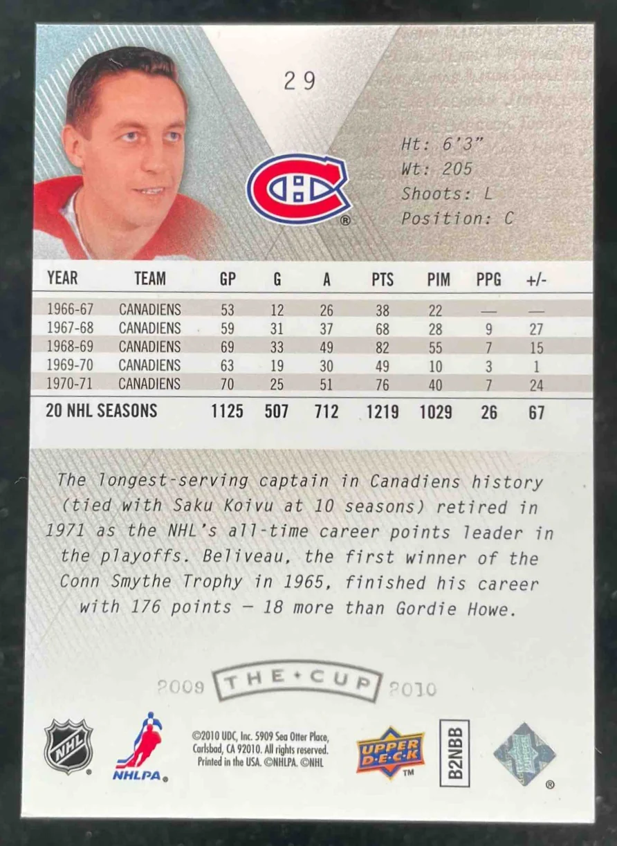 2009-10 Upper Deck The Cup Gold #29 Jean Beliveau /25 - Image 2