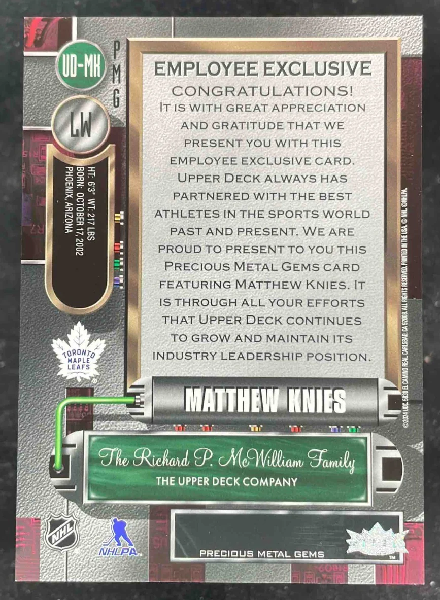 2022 Metal Universe Precious Metal Gems Employee Exclusive Pink Matthew Knies - Image 2