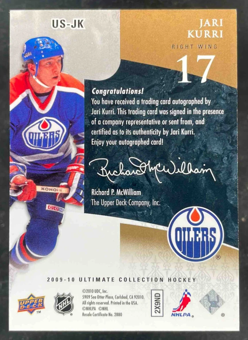 2010-11 Upper Deck Ultimate Collection Ultimate Signatures #USJK Jari Kurri Auto - Image 2