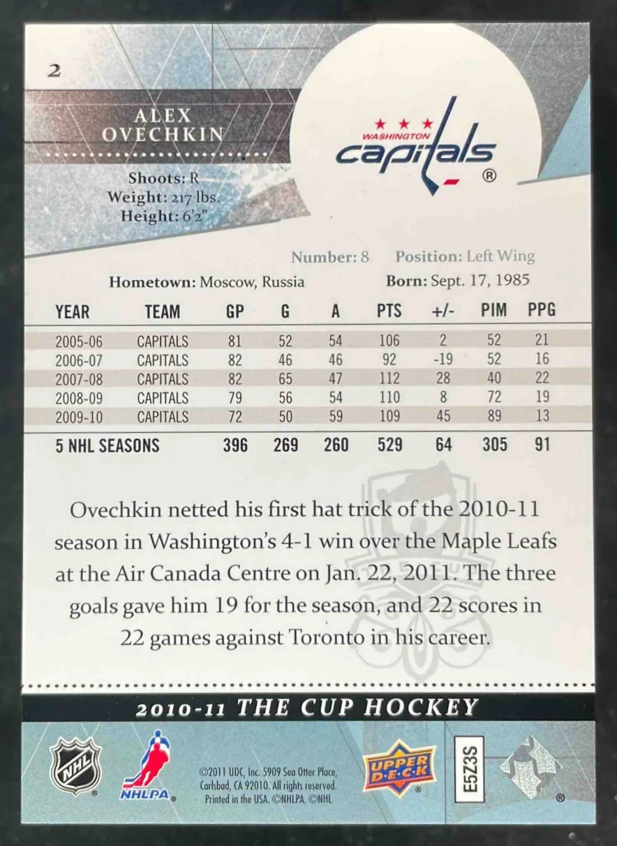 2010-11 Upper Deck The Cup #2 Alex Ovechkin /249 - Image 2