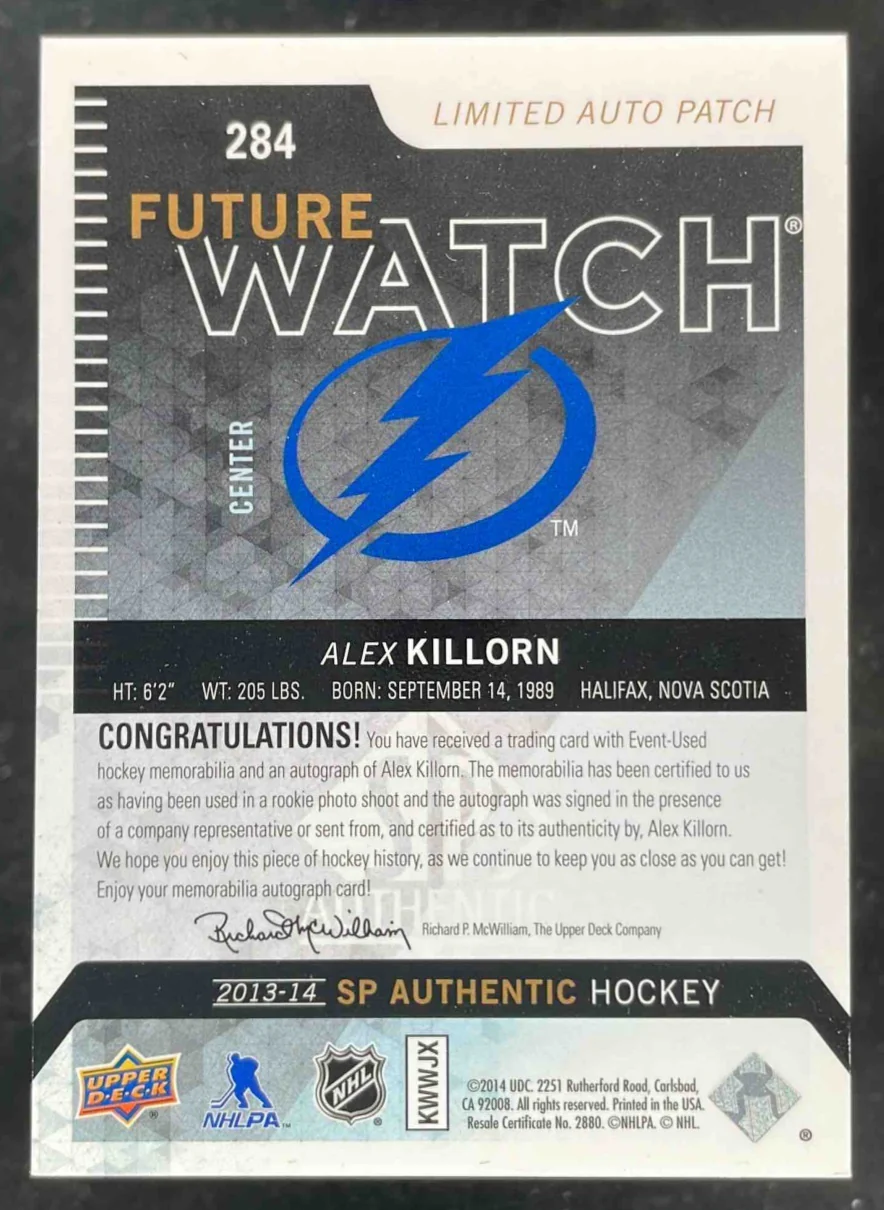 2013-14 SP Authentic Limited #284 Alex Killorn /100 - Image 2