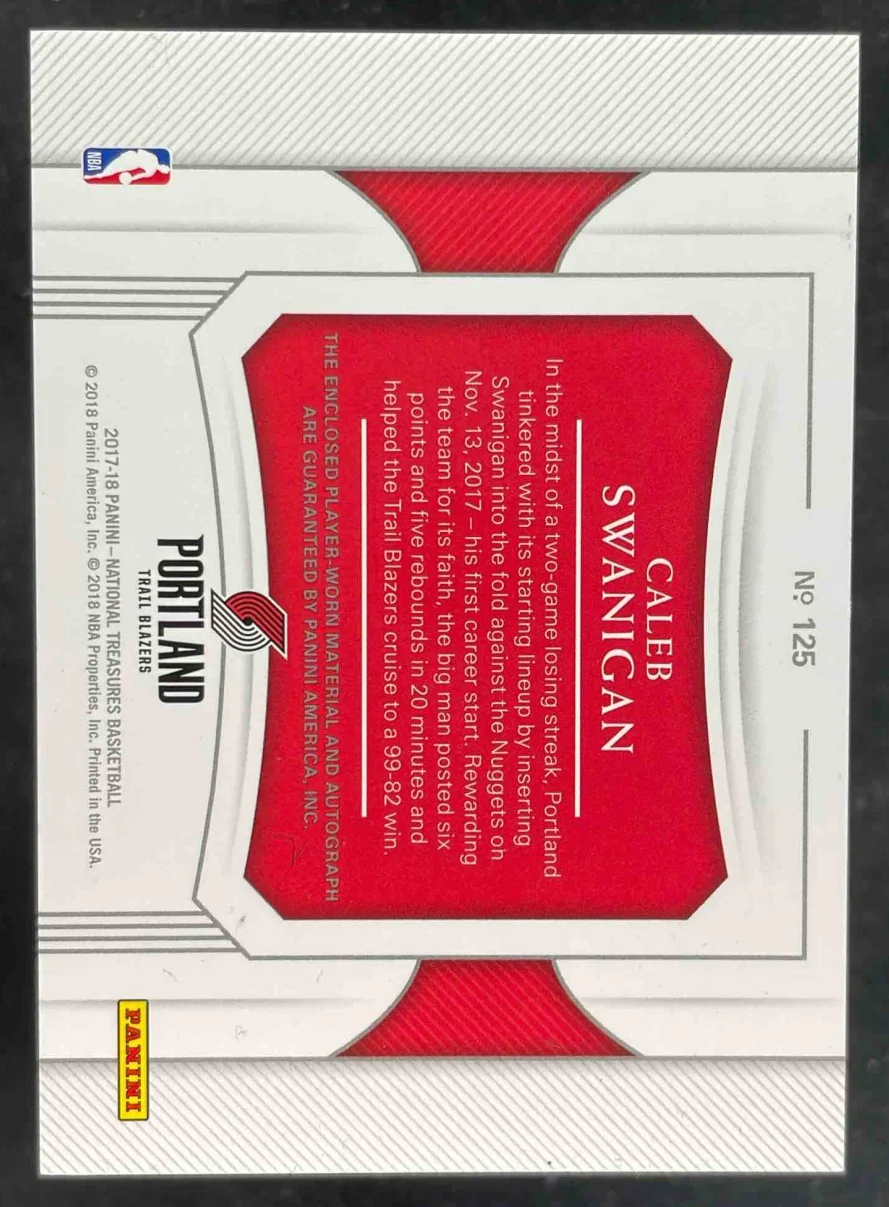 2017-18 Panini National Treasures Bronze #125 Caleb Swanigan RC Auto /25 - Image 2