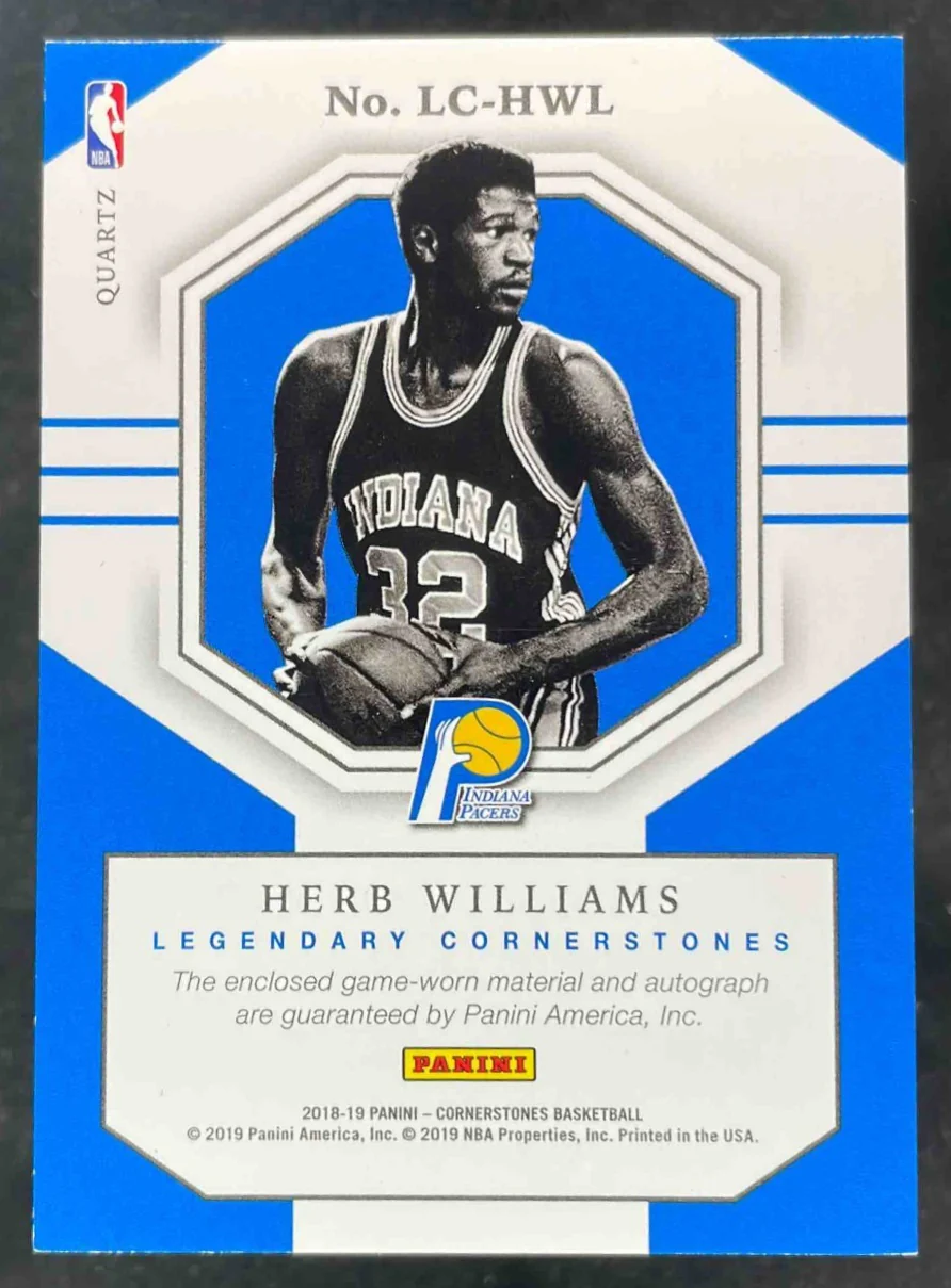 2018-19 Cornerstones Legendary Cornerstones Quartz Herb Williams Auto /25 - Image 2