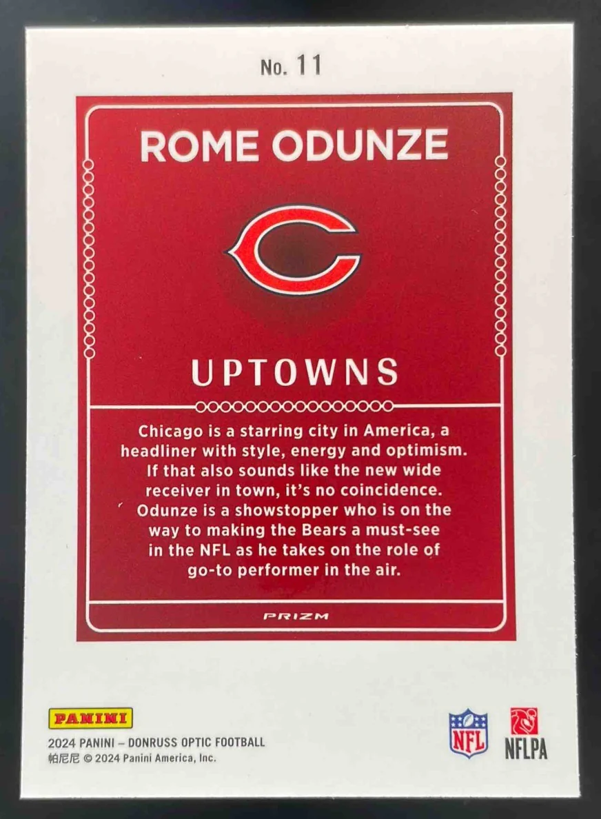 2024 Panini Donruss Optic Uptowns #11 Rome Odunze RC SSP - Image 2