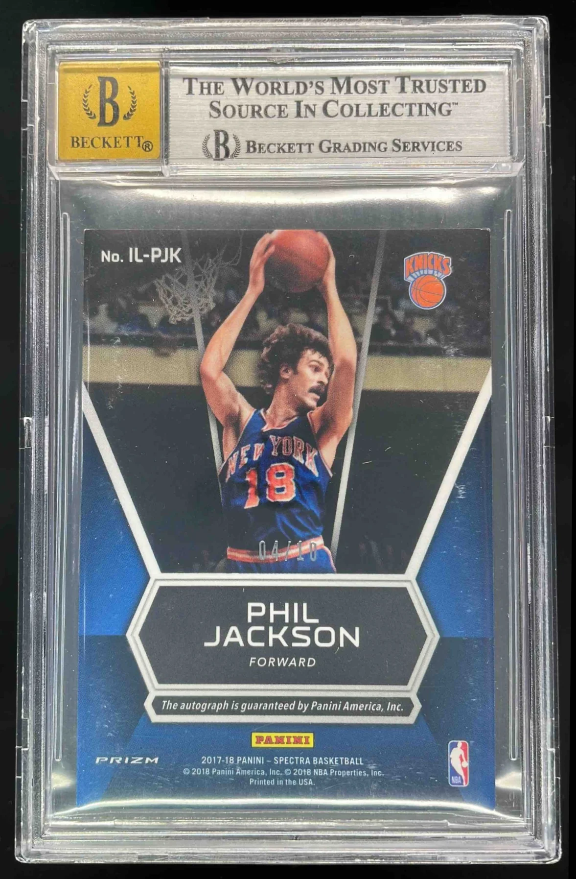 2017-18 Panini Spectra Illustrious Legends #IL-PJK Phil Jackson Auto /10 BGS 8.5 - Image 2