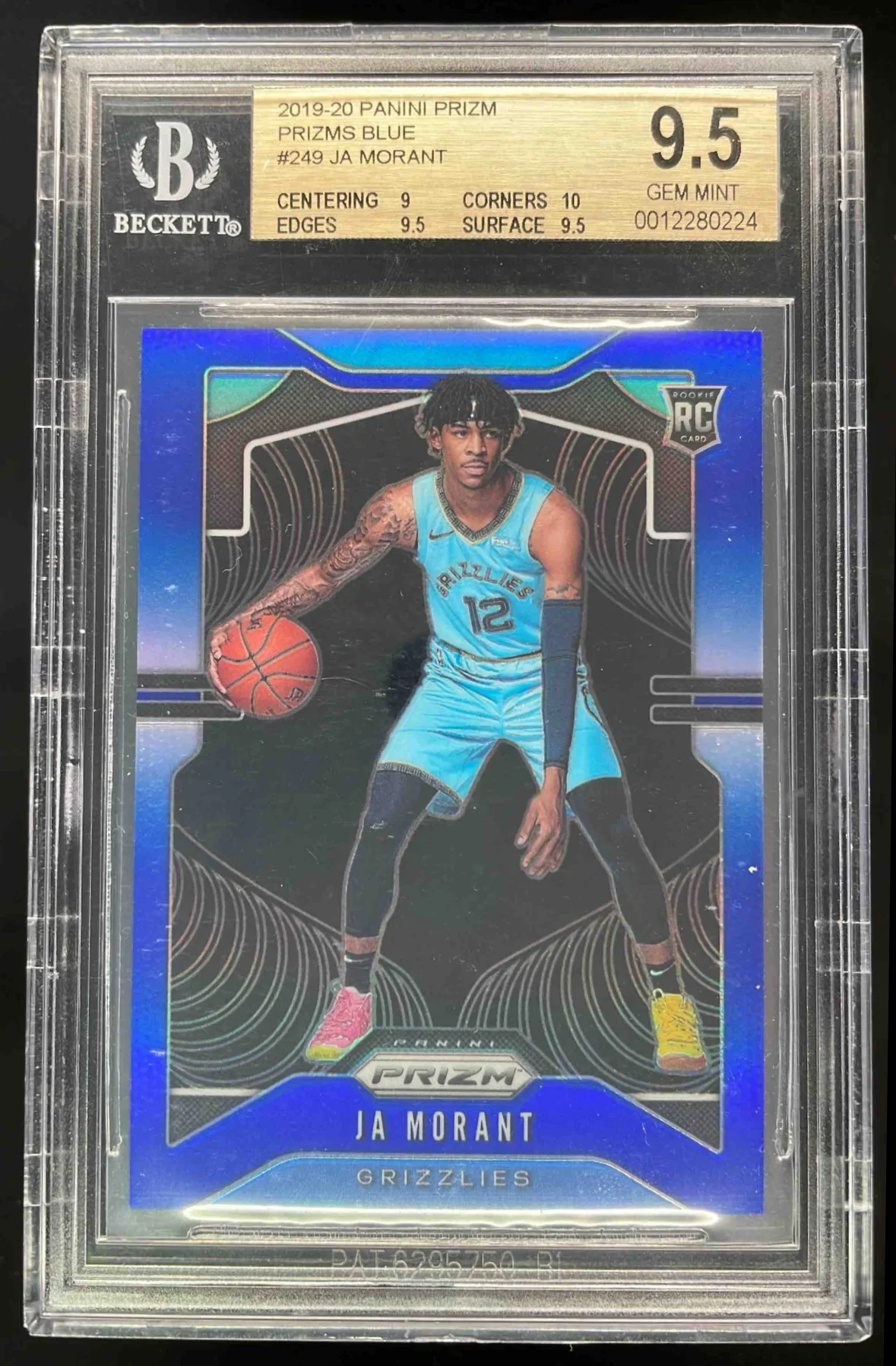 2019-20 Panini Prizm Prizms Blue #249 Ja Morant RC /199 BGS 9.5