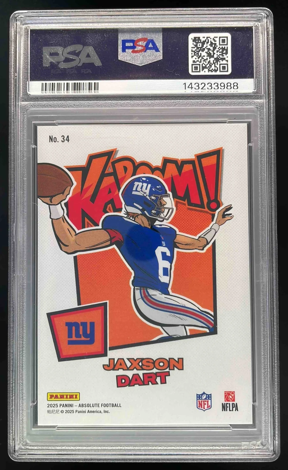 2025 Panini Absolute Kaboom - Horizontal #34 Jaxson Dart RC PSA 10 - Image 2