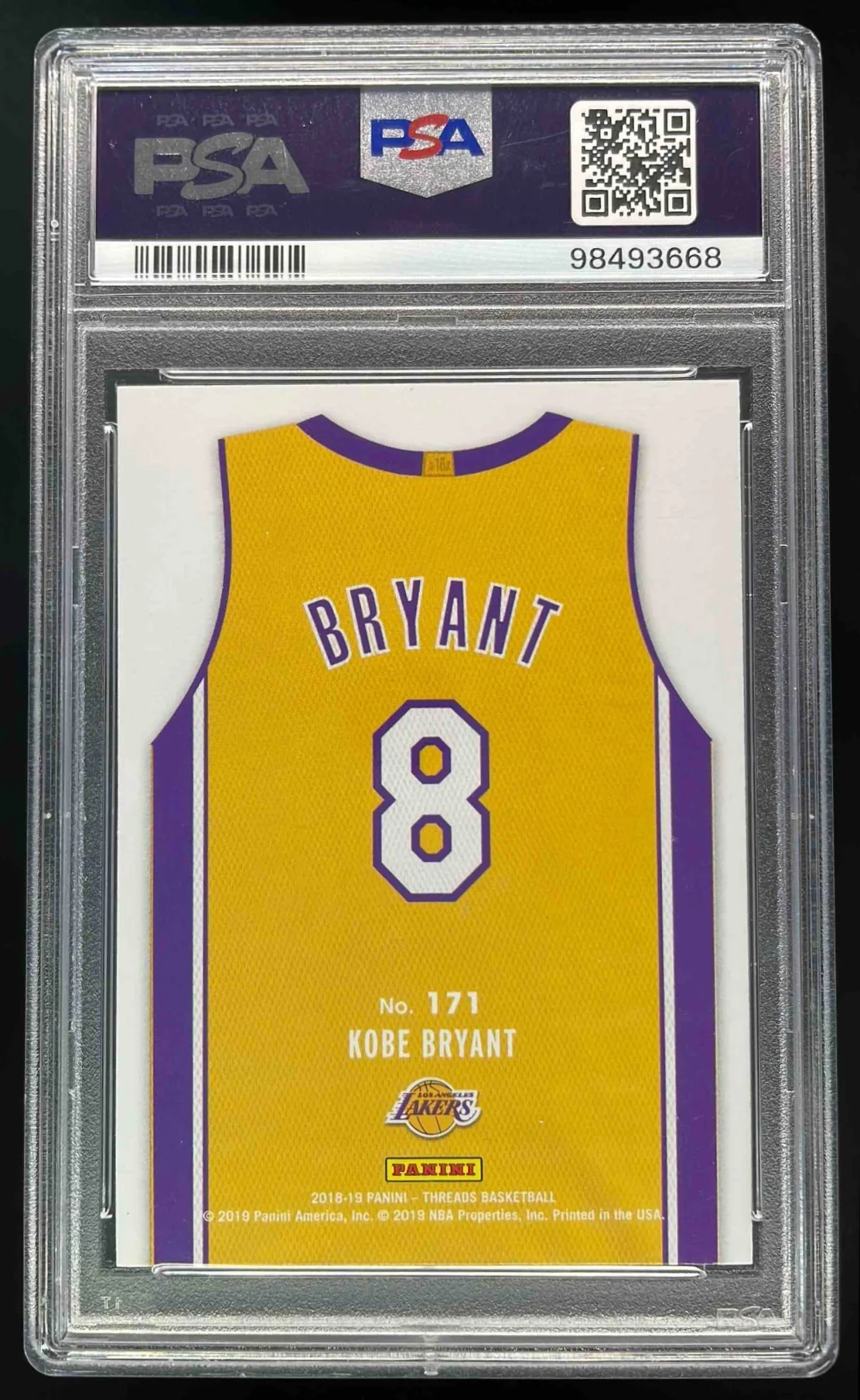 2018-19 Panini Threads Dazzle #171 Kobe Bryant PSA 10 - Image 2