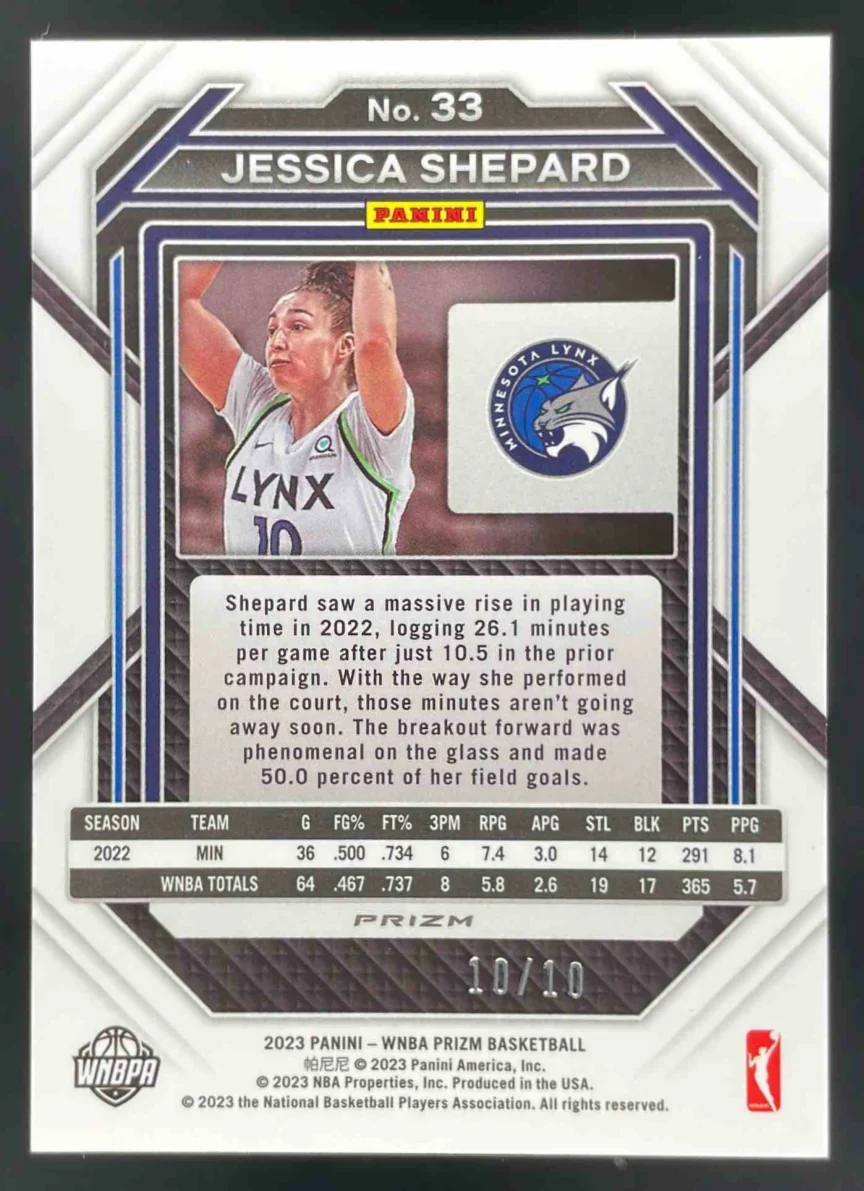 2023-24 Panini Prizm WNBA Gold #33 Jessica Shepard /10 - Image 2