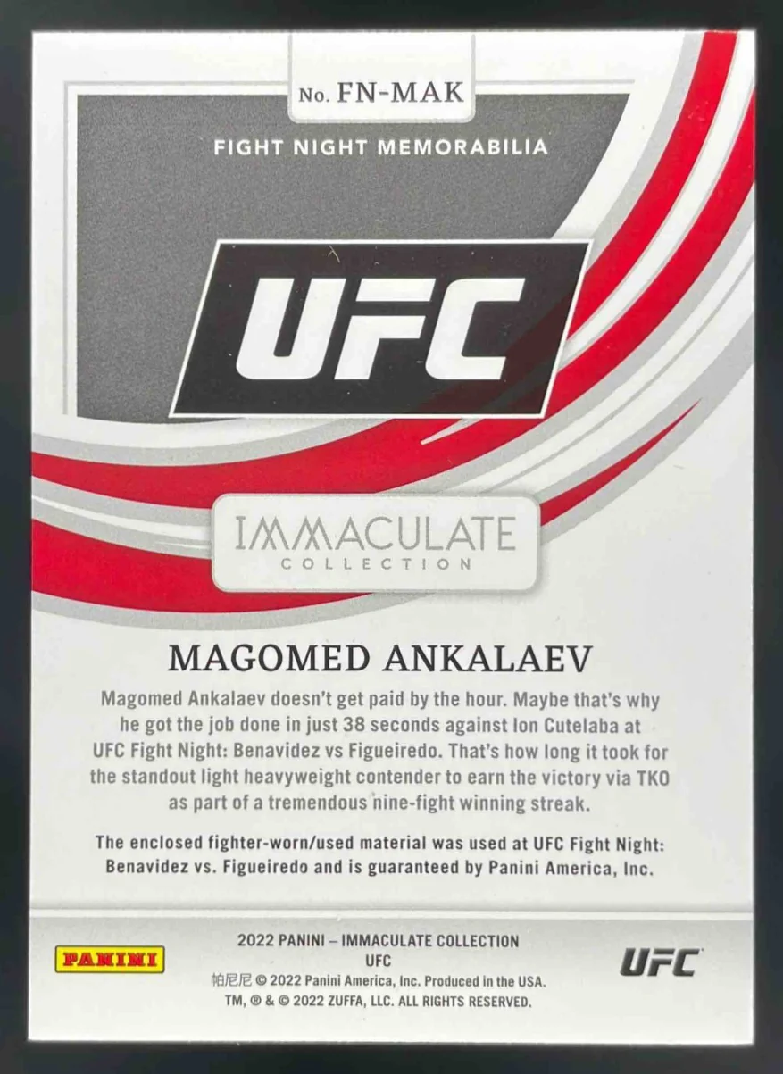 2022 Immaculate Collection UFC Fight Night Memorabilia Red Magomed Ankalaev /25 - Image 2