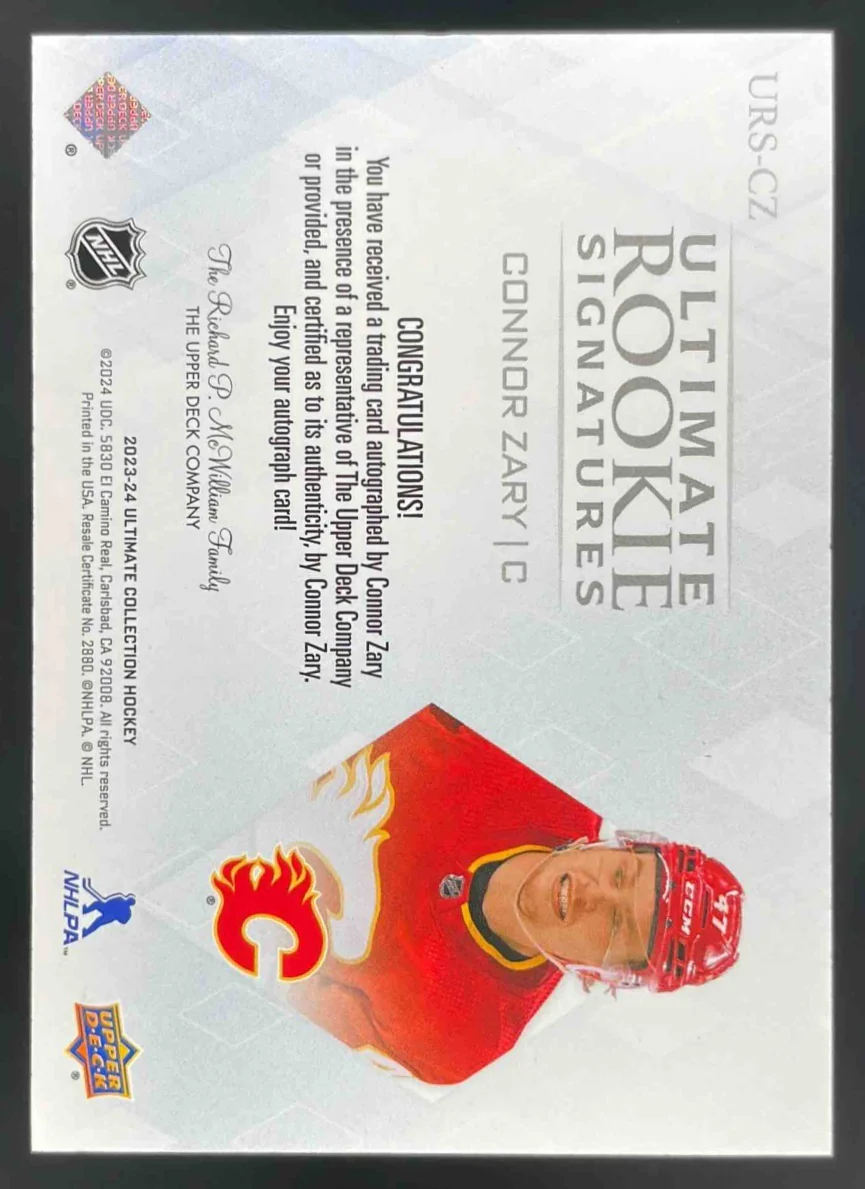 2023 Ultimate Collection Ultimate Rookie #URS-CZ Connor Zary Autograph Auto - Image 2
