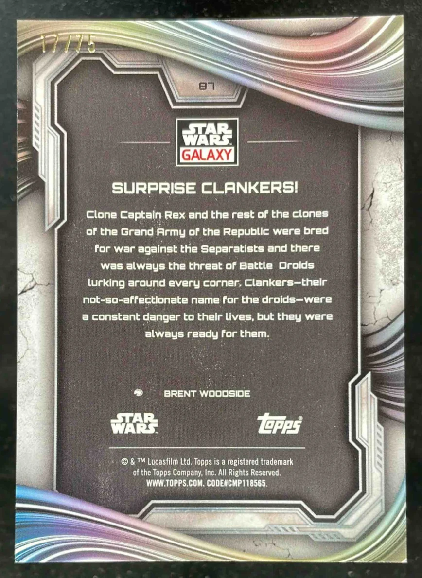 2025 Topps Chrome Star Wars Galaxy Prism Refractor #87 Surprise Clankers!/75 - Image 2