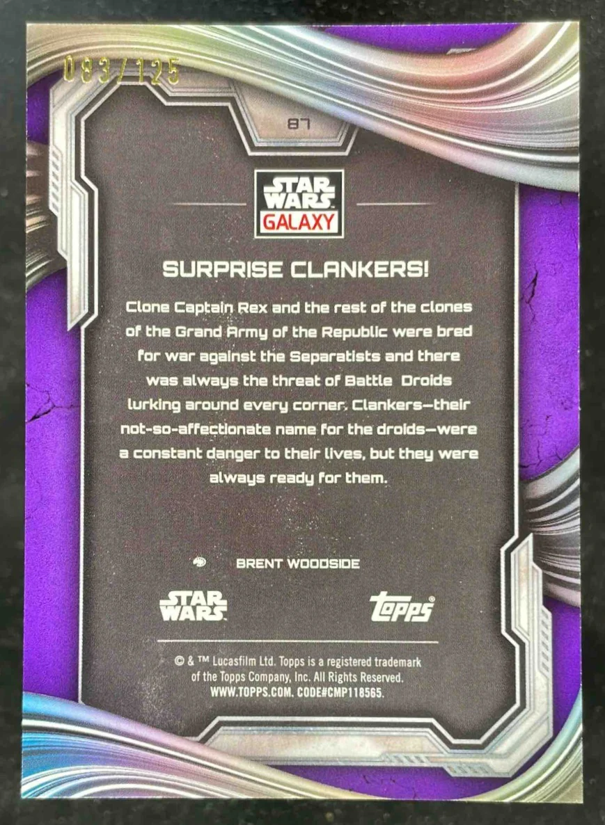 2025 Topps Chrome Star Wars Galaxy Purple Speckle #87 Surprise Clankers!/125 - Image 2