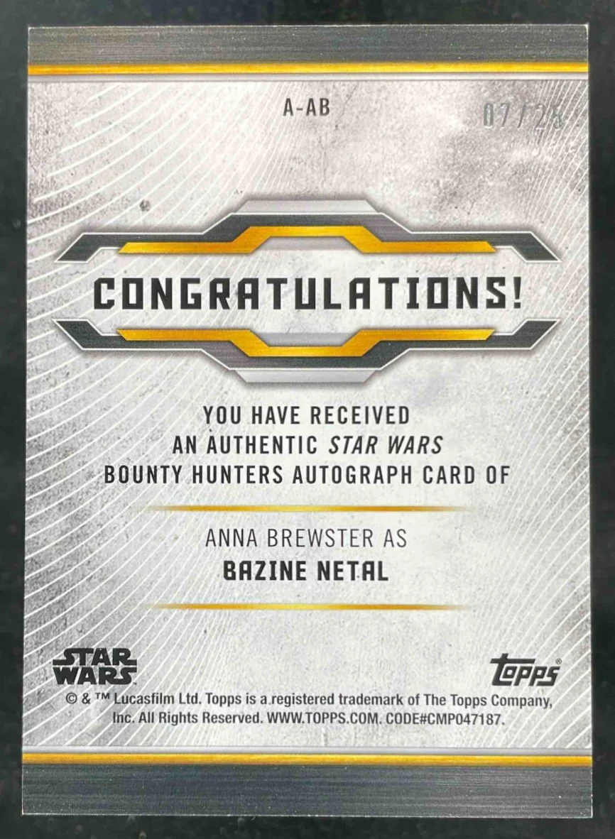 2020 Topps Chrome Star Wars First Order Orange Anna Brewster Auto /25 - Image 2
