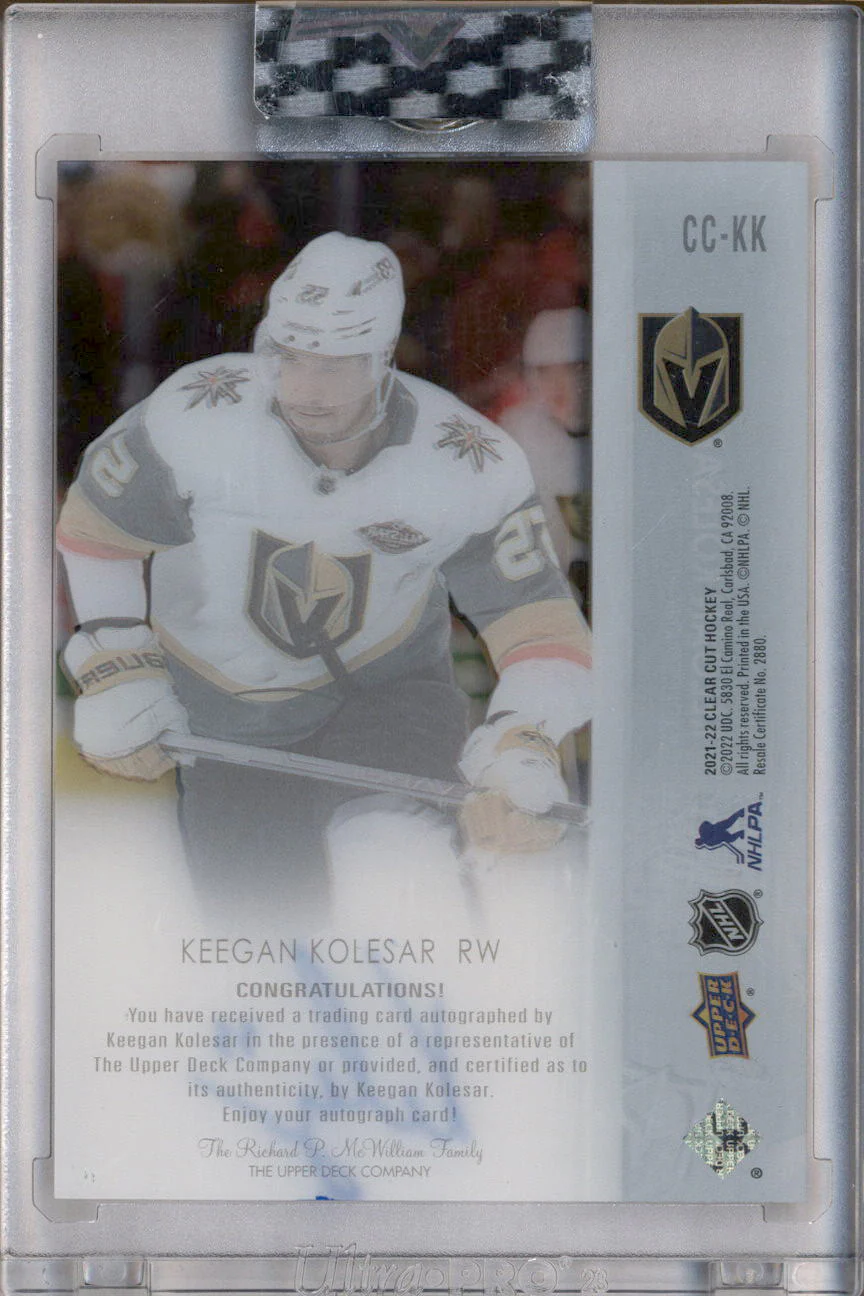 2021-22 Upper Deck Clear Cut #CCKK Keegan Kolesar Autograph Auto - Image 2