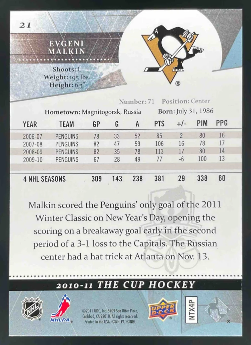 2010-11 Upper Deck The Cup #21 Evgeni Malkin /249 - Image 2