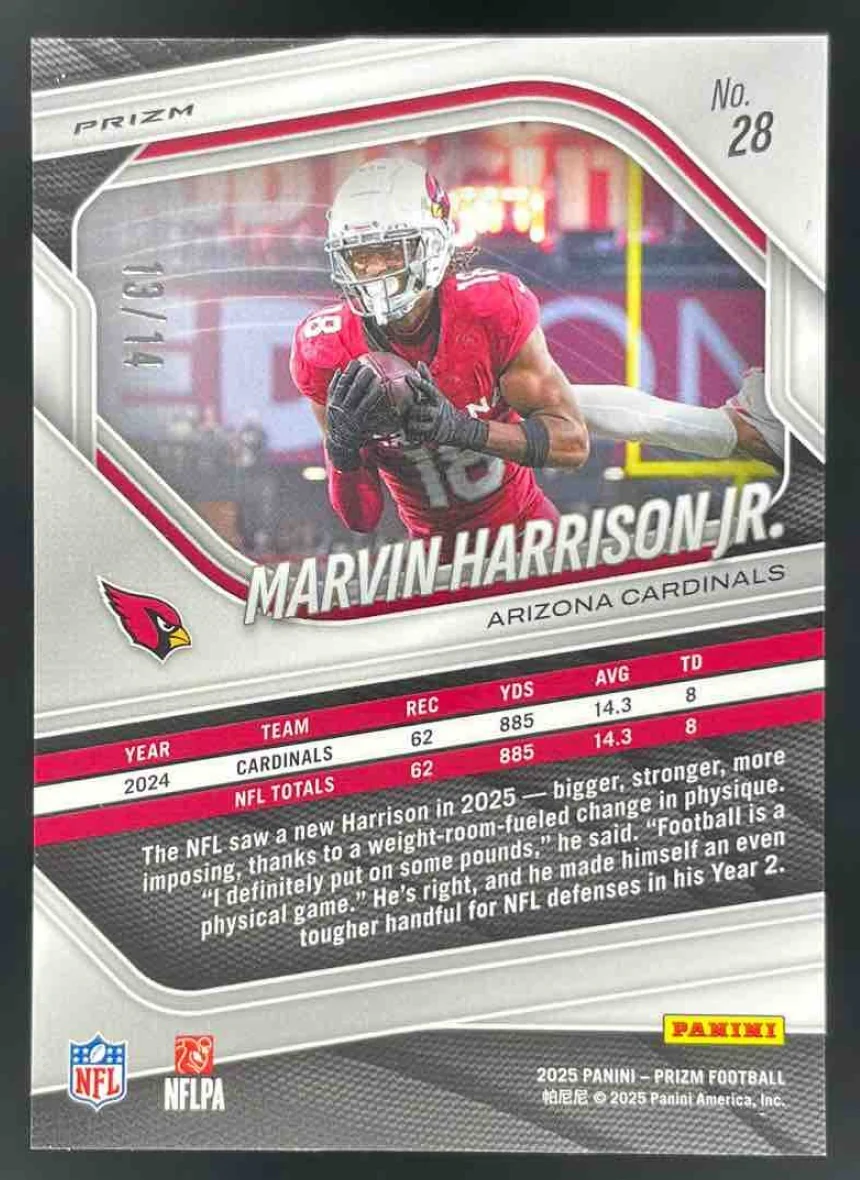2025 Panini Prizm Choice Blue Prizm #28 Marvin Harrison Jr./14 - Image 2