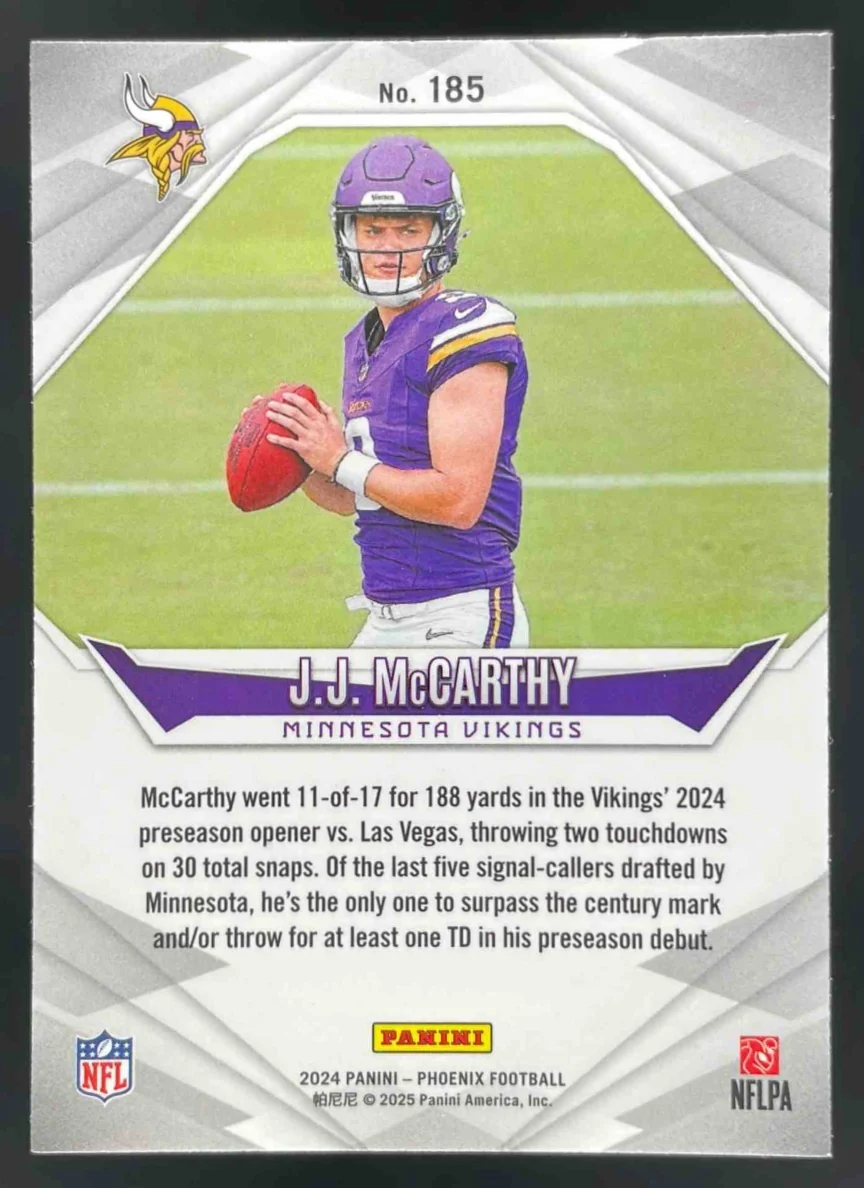 2024 Panini Phoenix Ice #185 J.J. McCarthy RC - Image 2