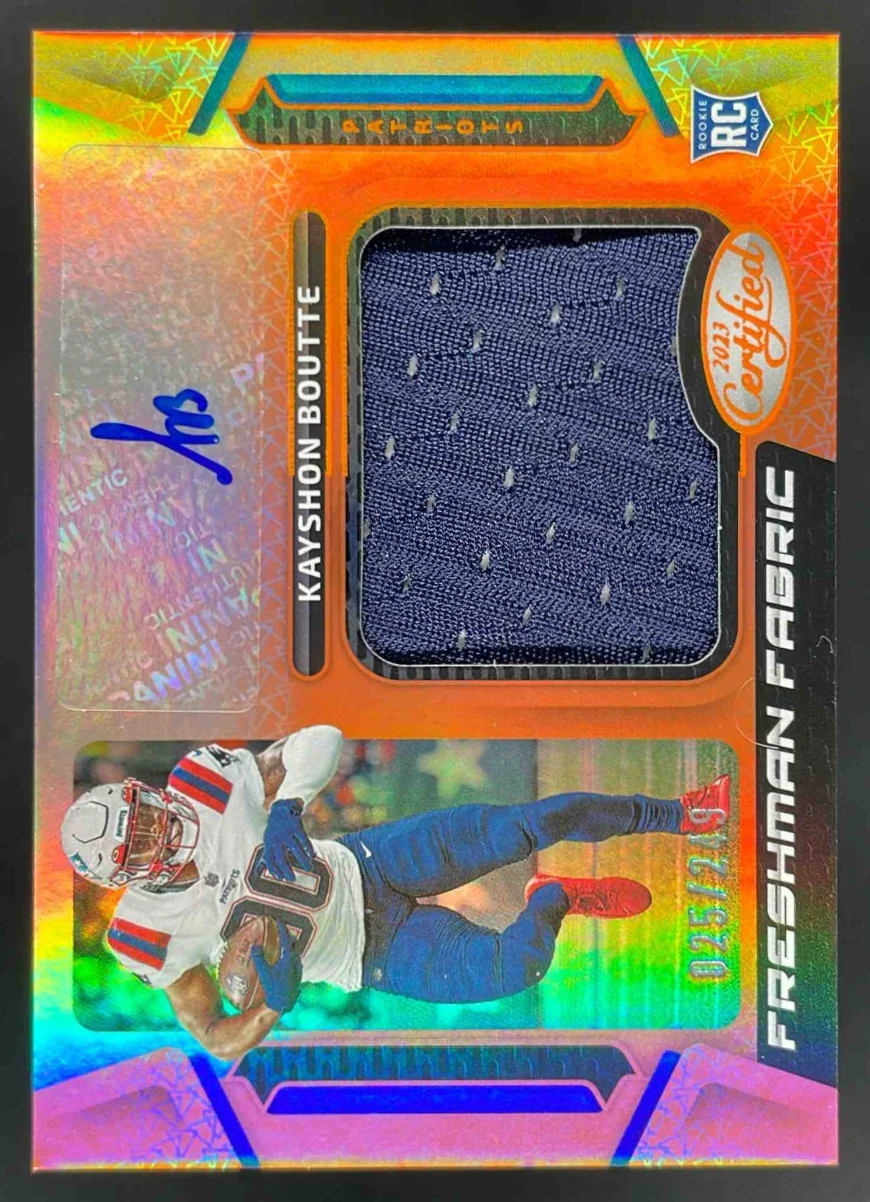 2023 Certified Freshman Fabric Mirror Orange #FFMS35 Kayshon Boutte RC Auto /249