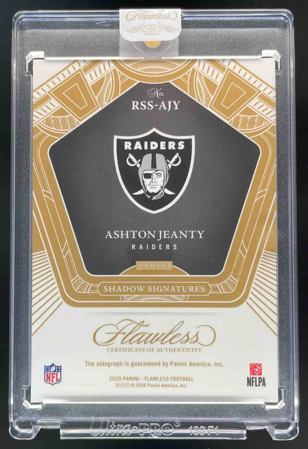 2025 Panini Flawless Rookie Shadow Signatures #5 Ashton Jeanty RC Auto /25 - Image 2