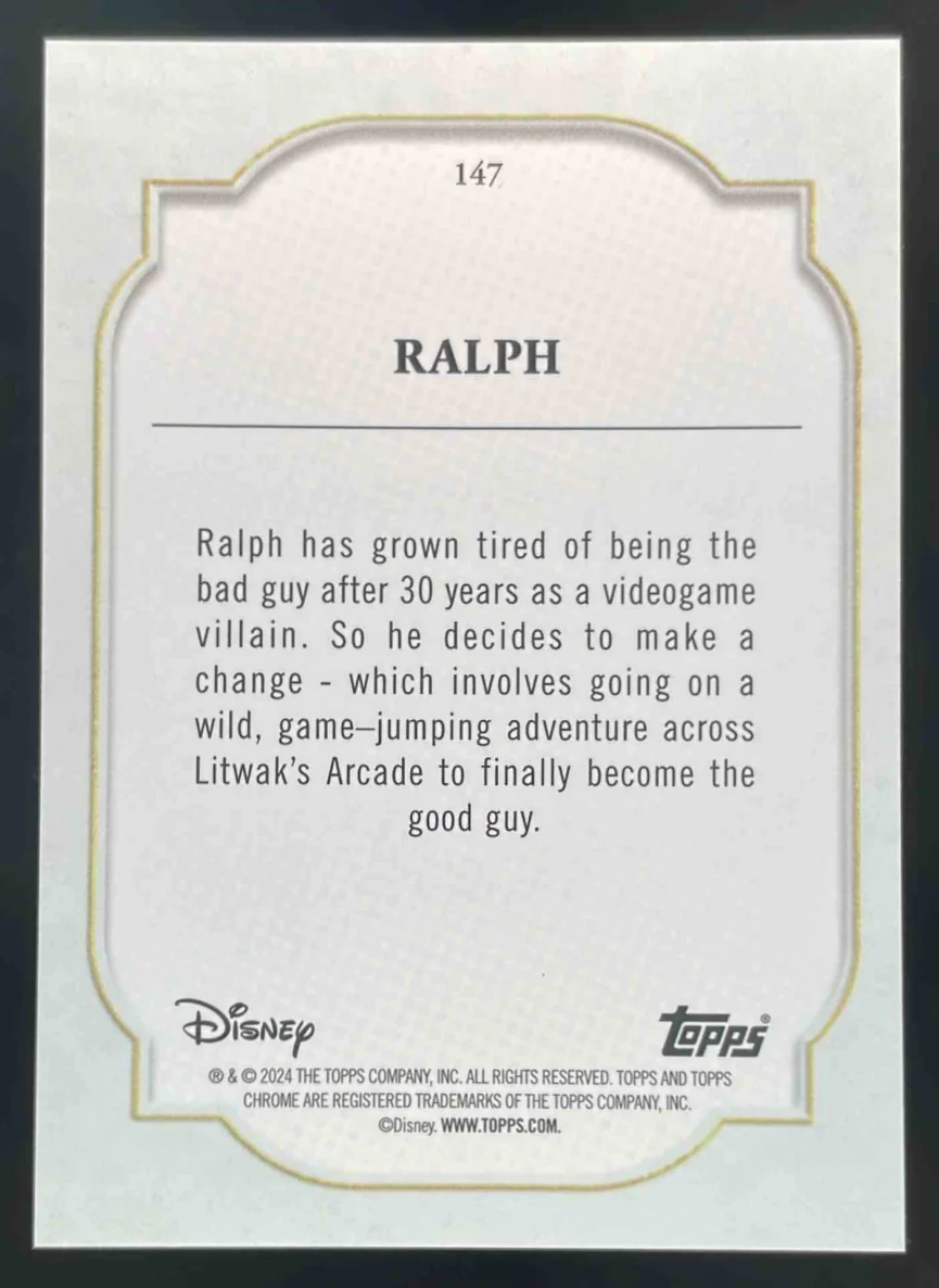 2024 Topps Chrome Disney Sapphire Orange Refractor #147 Ralph /25 - Image 2