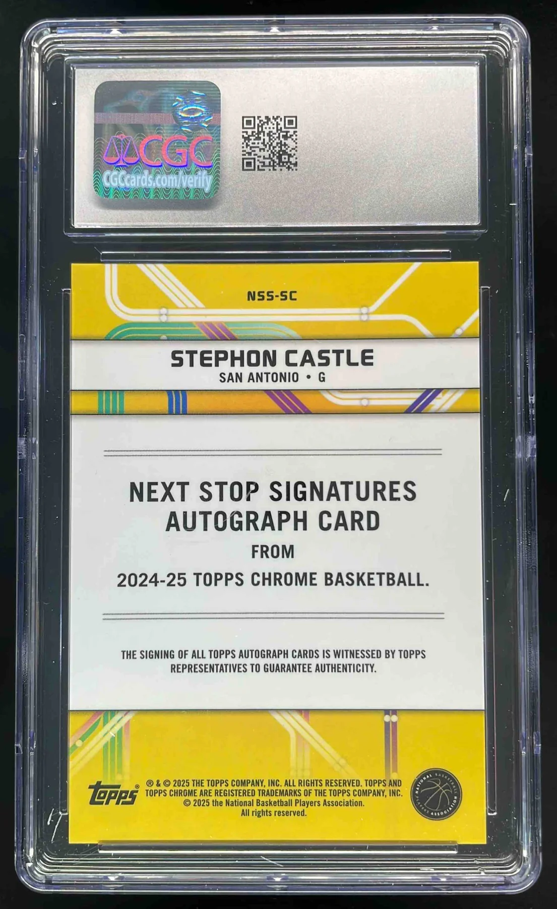 2024-25 Topps Chrome Next Stop Purple Geometric Stephon Castle RC Auto CGC 10 - Image 2
