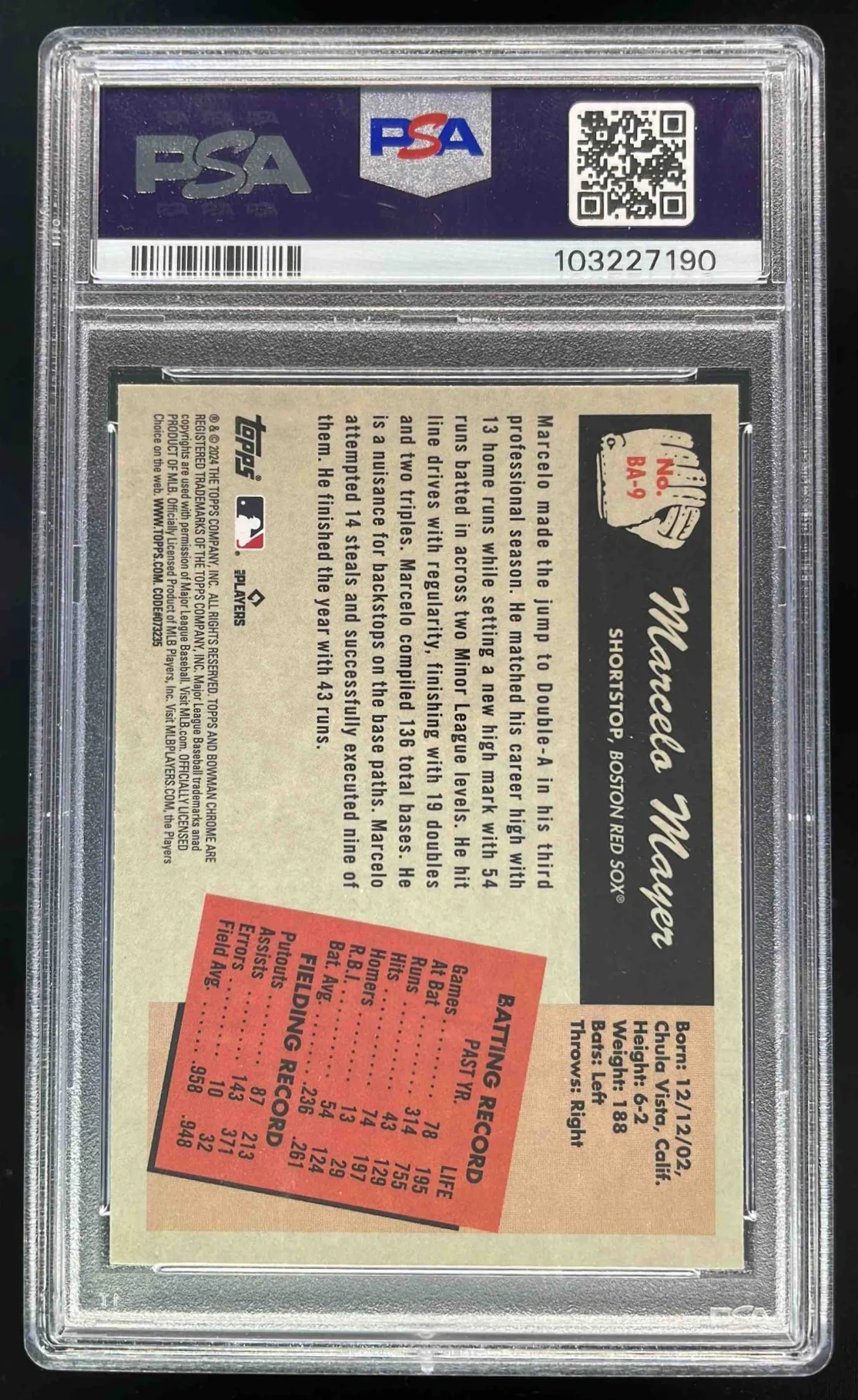 2024 Bowman 55 Bowman Anime #BA-9 Marcelo Mayer PSA 10 - Image 2