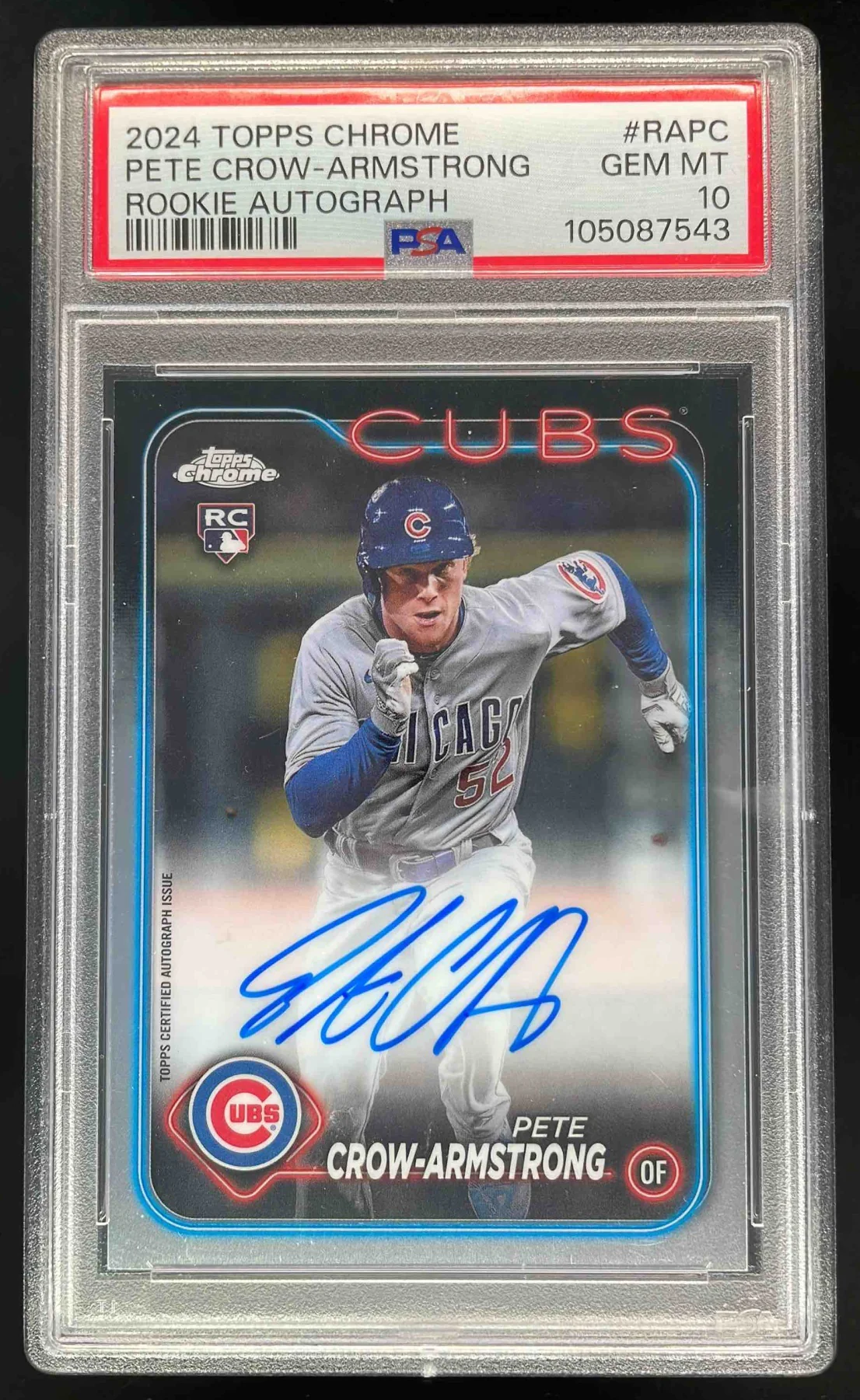 2024 Topps Chrome Rookie Autographs #RA-PC Pete Crow-Armstrong RC Auto PSA 10