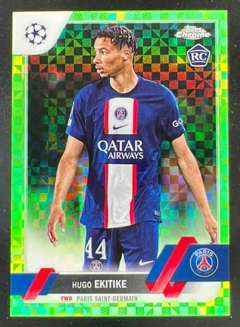 2022-23 Topps Chrome UEFA Club Neon Green X Fractor #125 Hugo Ekitike RC /399