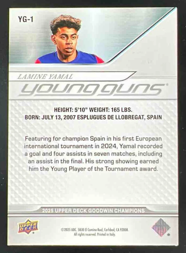2025 Upper Deck Goodwin Champions Young Guns #YG-1 Lamine Yamal - Image 2