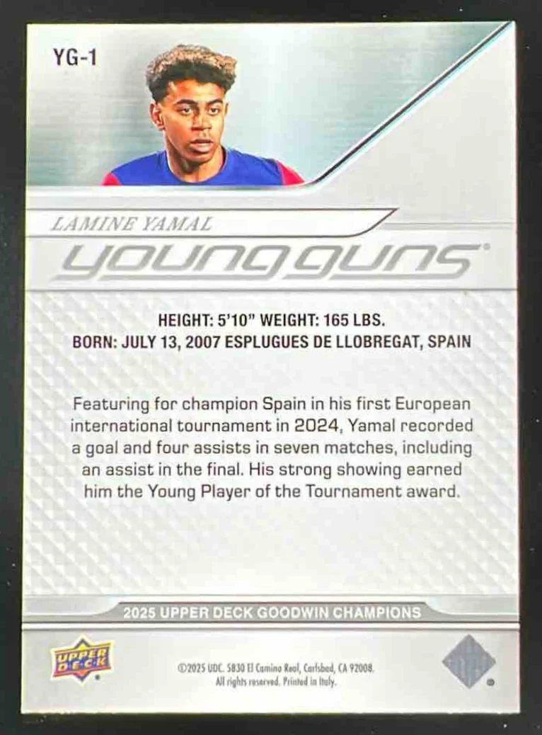 2025 Upper Deck Goodwin Champions Young Guns #YG-1 Lamine Yamal - Image 2
