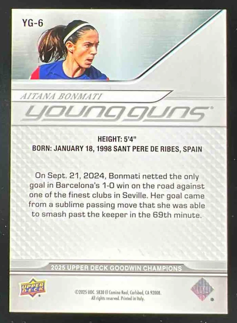 2025 Upper Deck Goodwin Champions Young Guns Exclusives #YG6 Aitana Bonmati /100 - Image 2