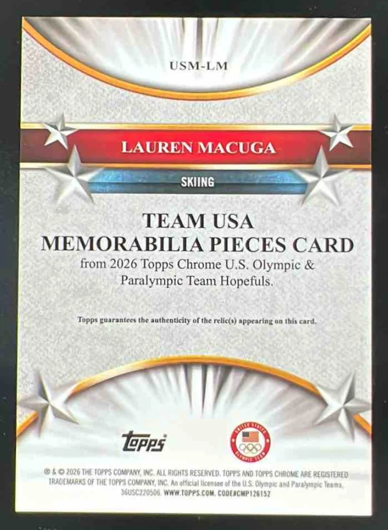 2026 Topps Chrome U.S. Winter Olympic Team USA Memorabilia Pieces Lauren Macuga - Image 2