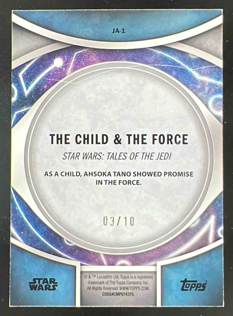 2024 Topps Star Wars Masterwork Journey Ahsoka Tano Wood The Child The Force /10 - Image 2