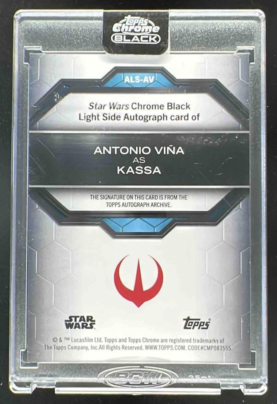 2024 Topps Chrome Black Star Wars Light Side Blue Red Lava Antonio Vina Auto /99 - Image 2
