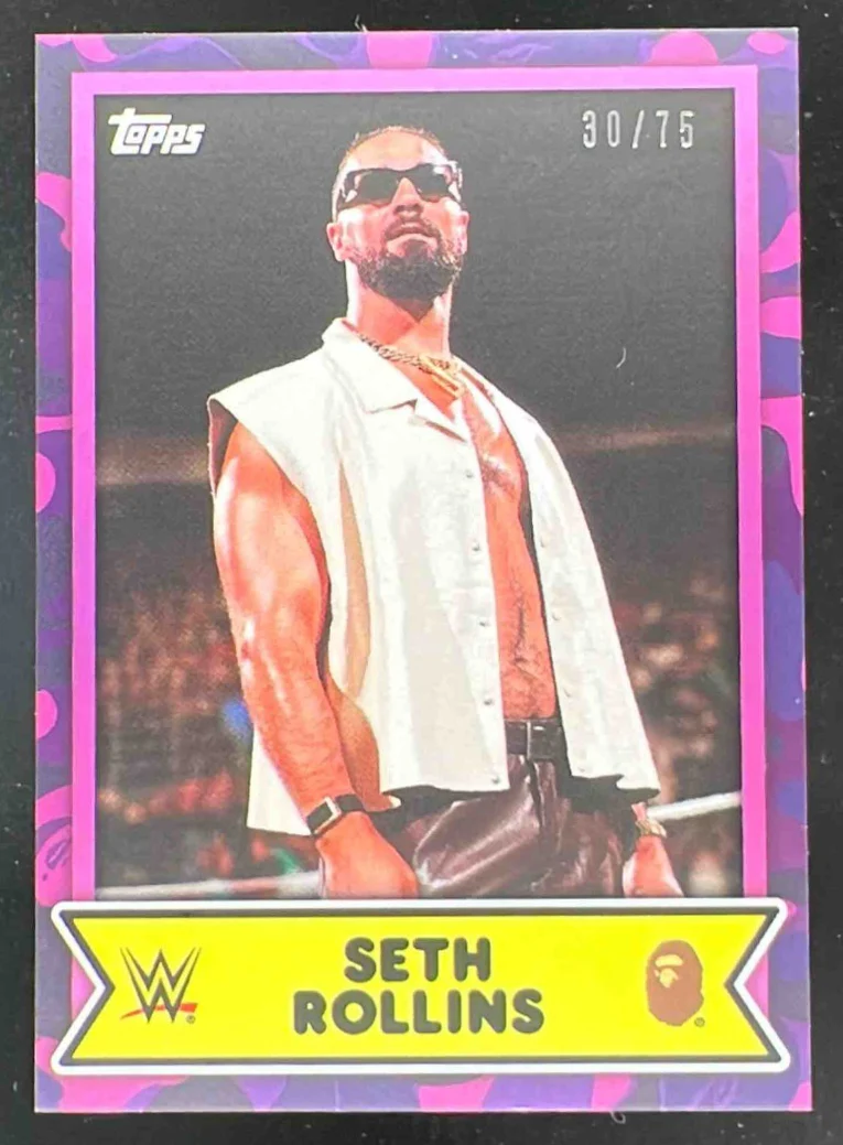 2025 Topps WWE x Bape Camo Purple #8 Seth Rollins /75