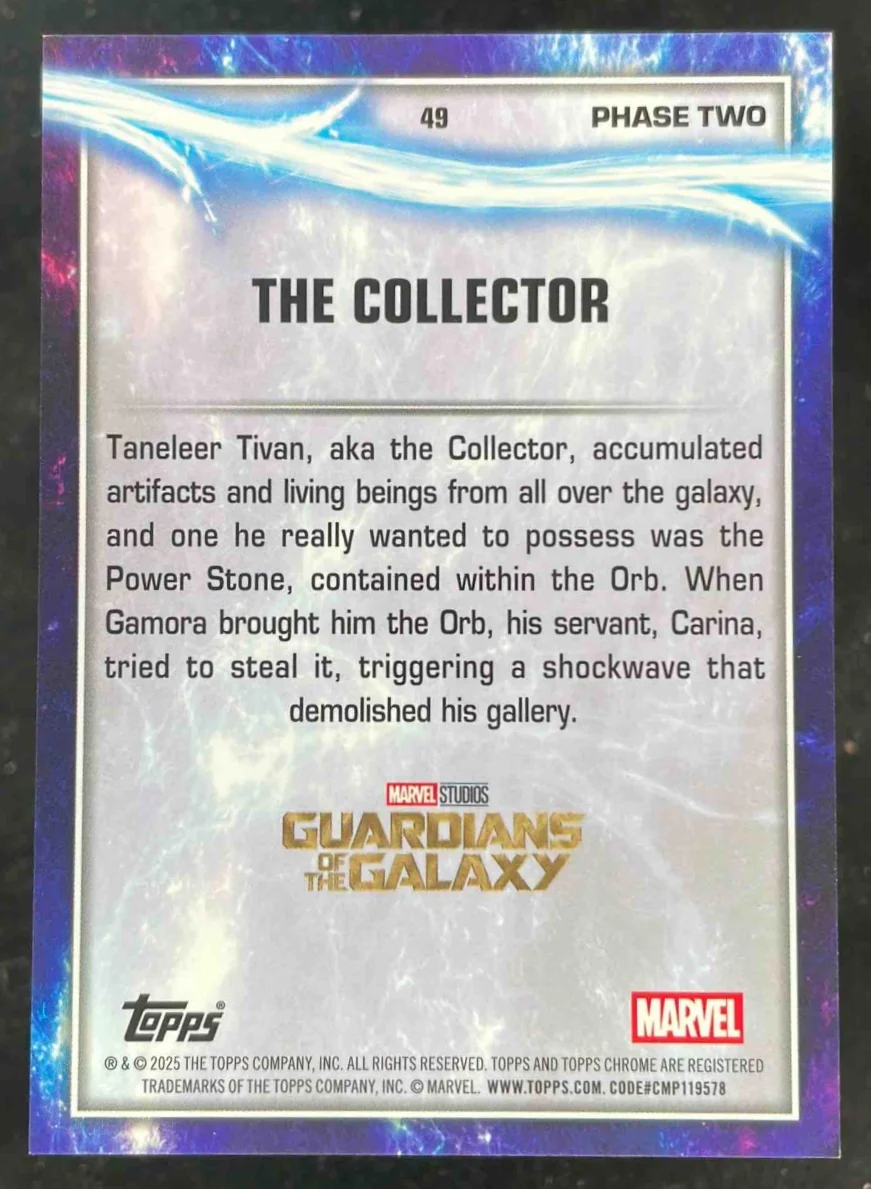 2025 Topps Chrome Marvel Studios Black Refractor #49 The Collector /10 - Image 2
