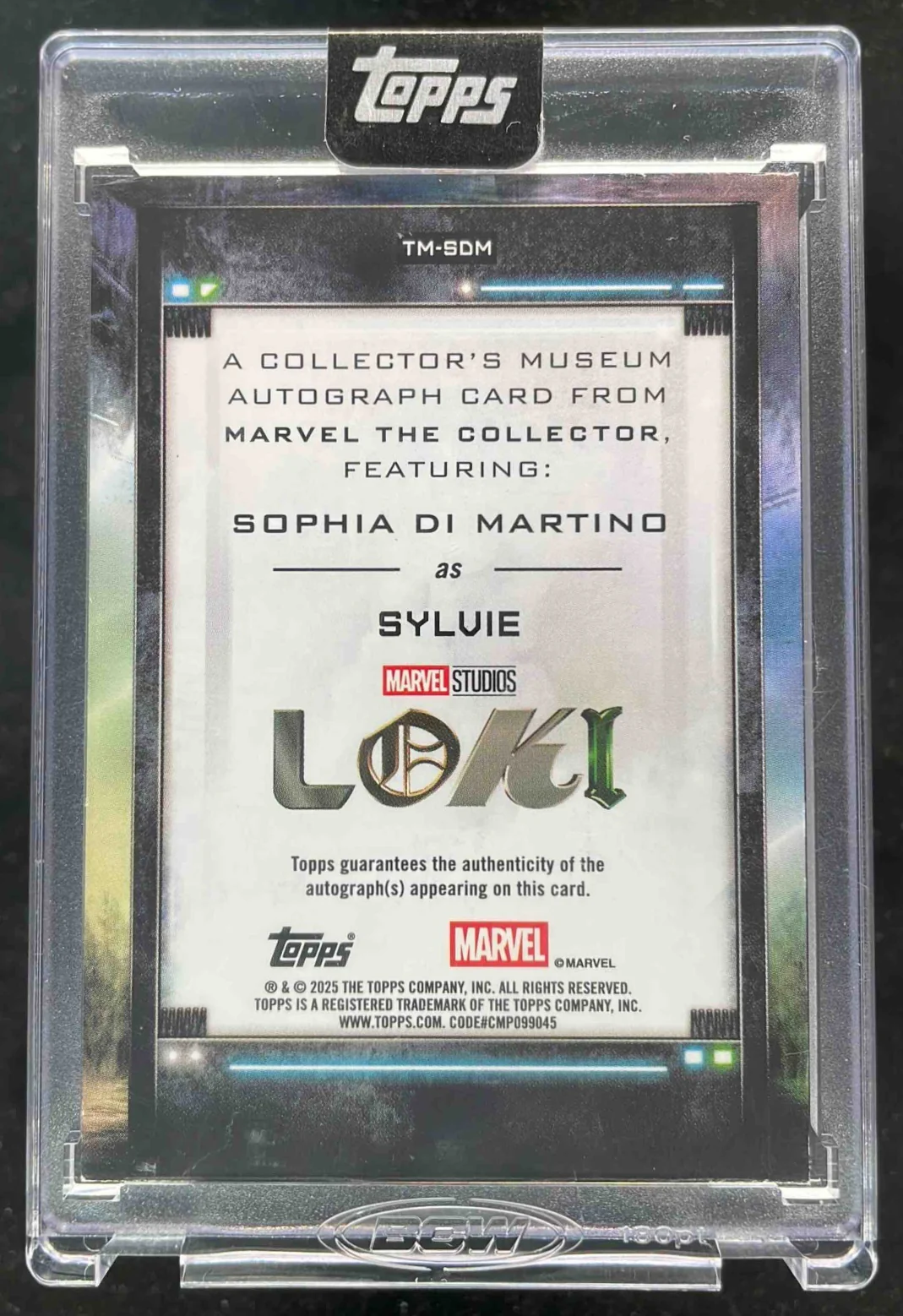 2025 Topps Marvel The Collectors Museum Sophia Di Martino Sylvie Auto /100 - Image 2